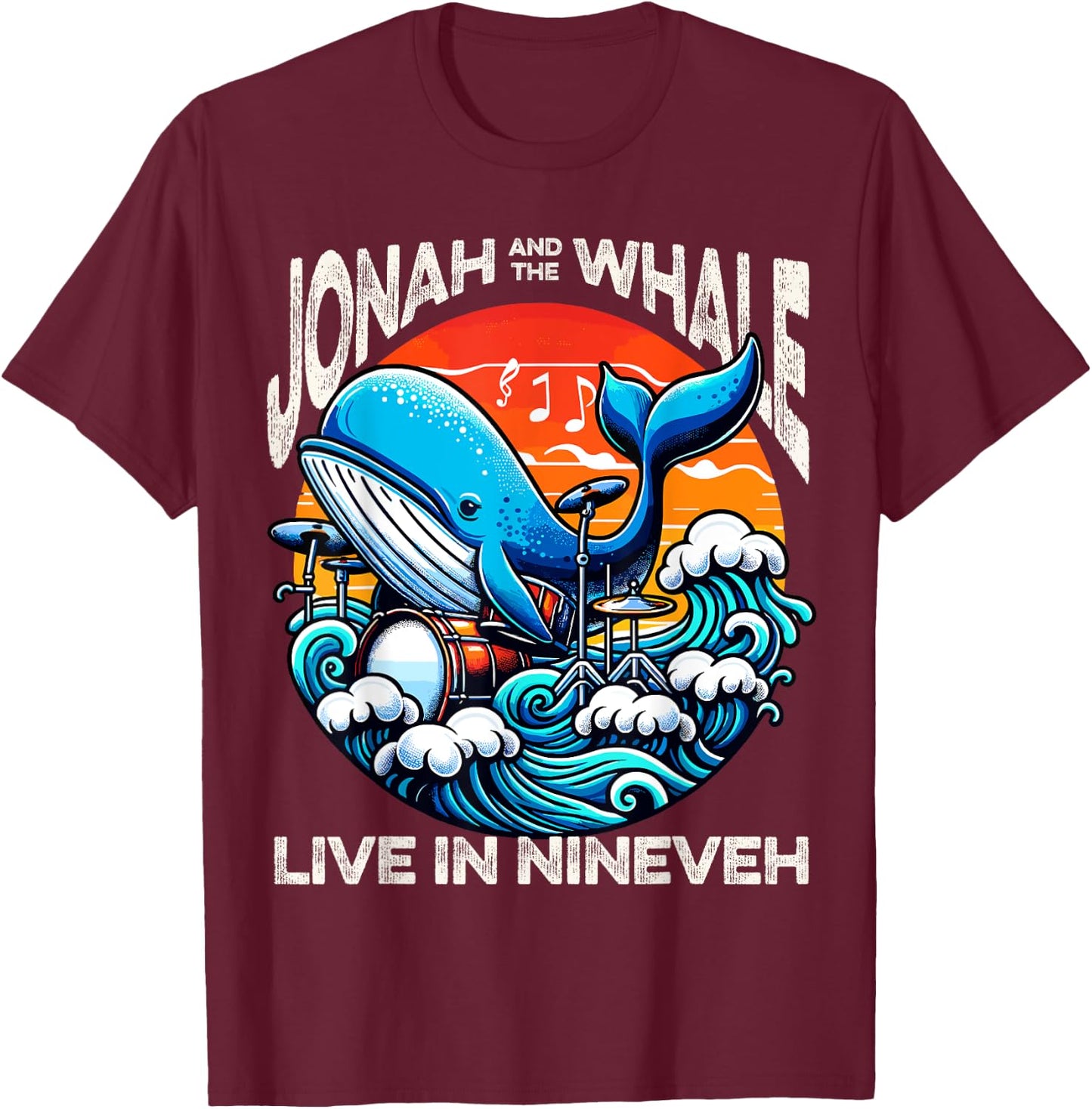 Jonah Whale Funny Rock Band Vintage Funny Christian T-Shirt - T-Shirt | Maroon