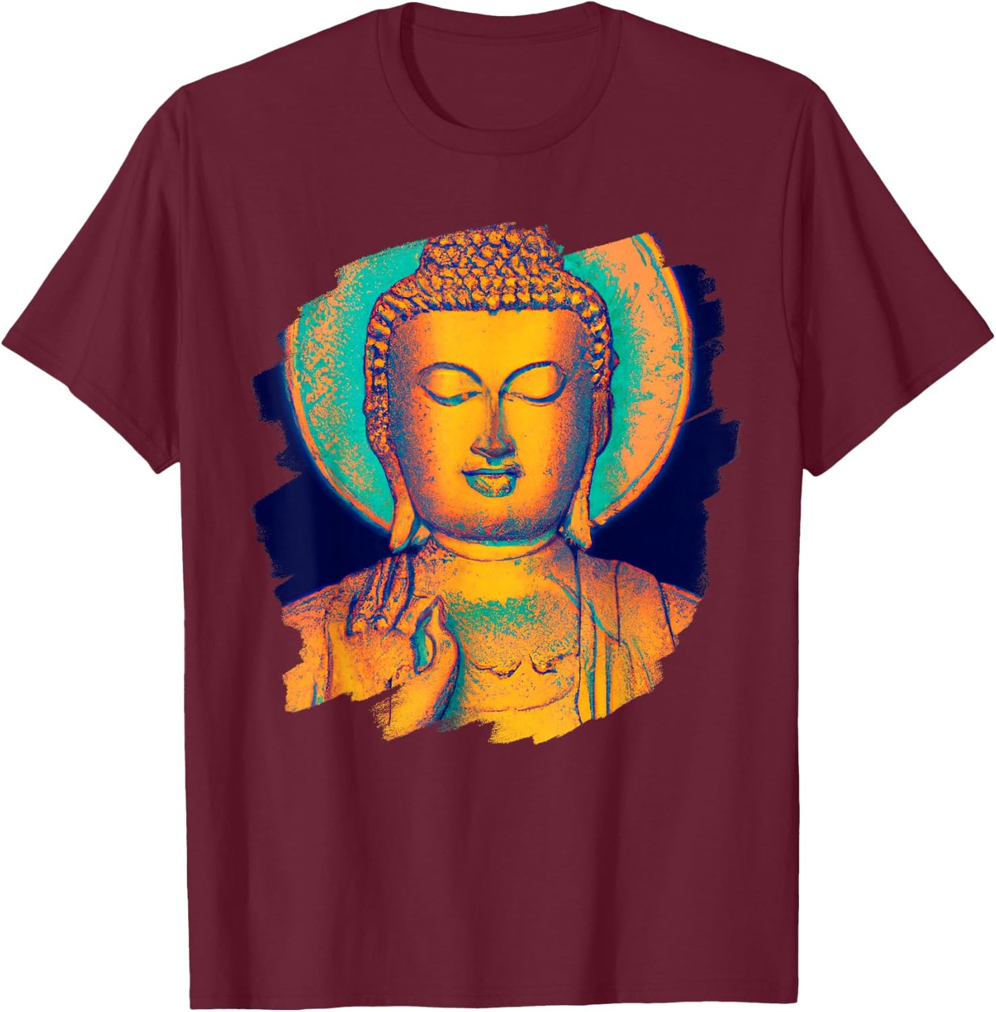 Zen Buddha Mandala Spiritual Asian Style Meditation Peace T-Shirt - T-Shirt | Maroon