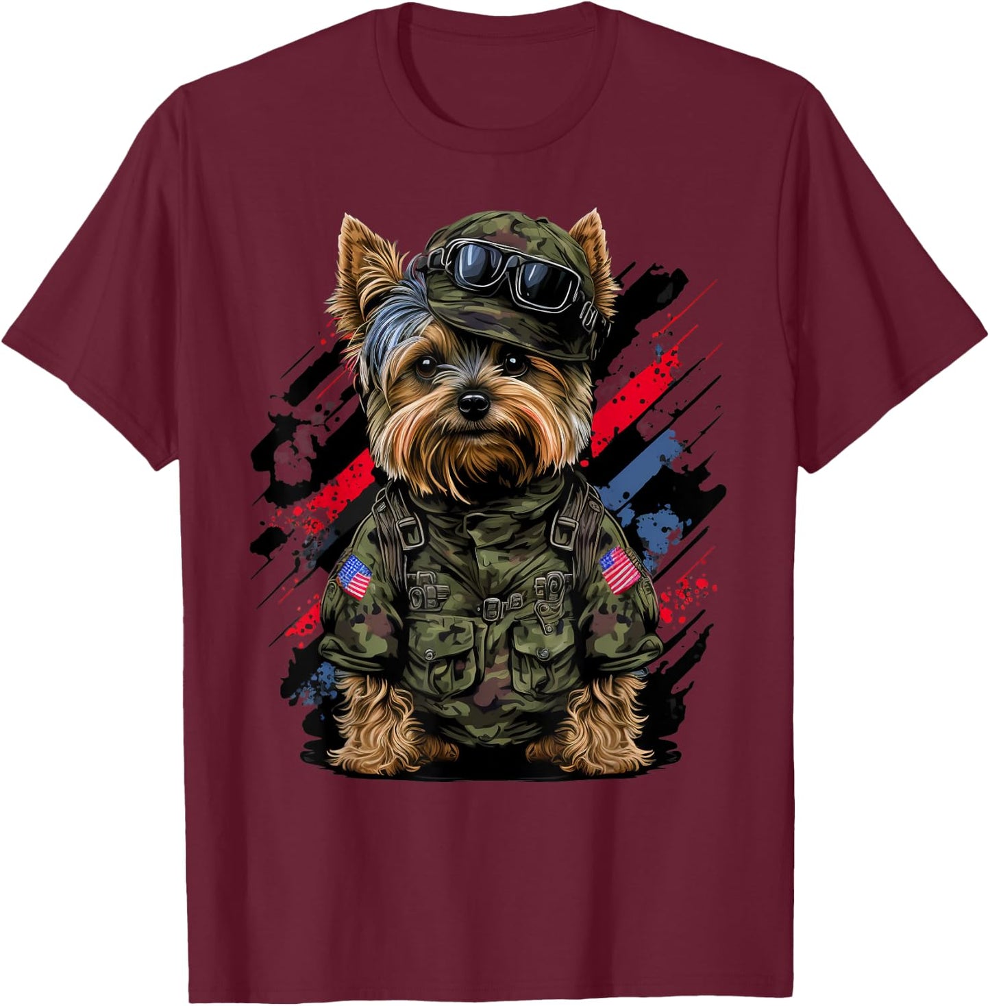 Soldier Yorkshire Terrier Army Military Yorkshire Terrier T-Shirt - T-Shirt | Maroon