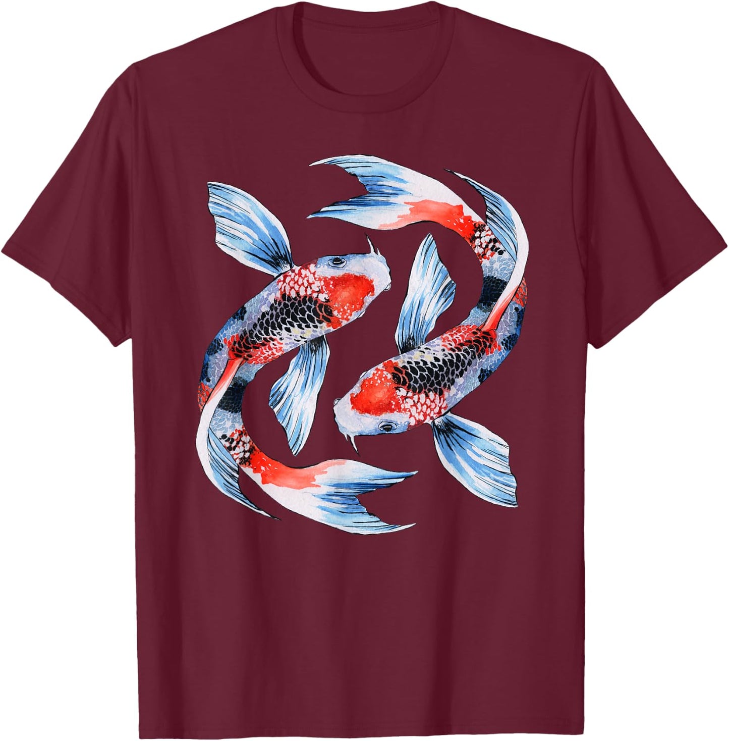 Japanese Koi Carp Nishikigoi Fish Cherry Blossoms Men Women T-Shirt - T-Shirt | Maroon