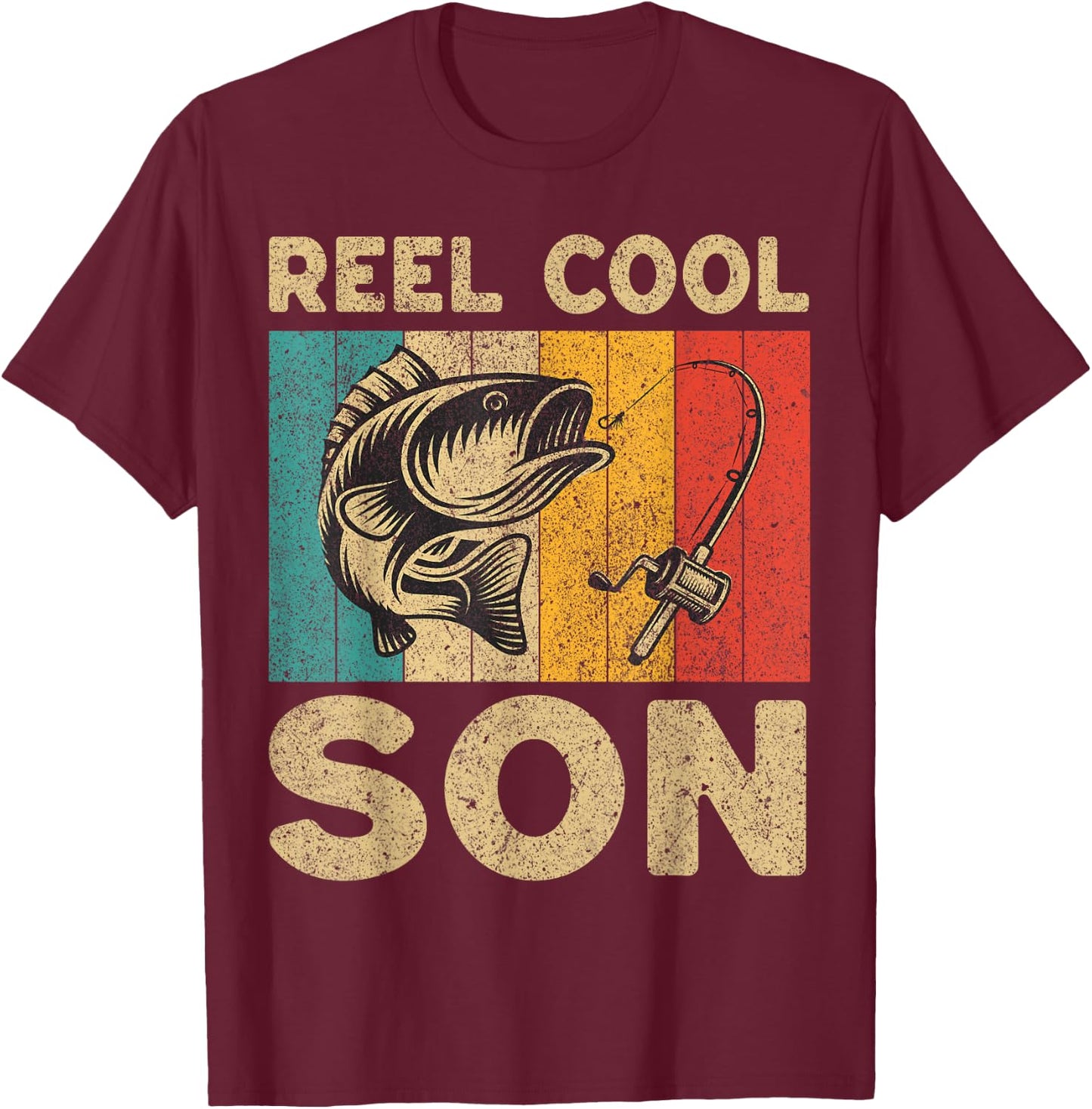 Father's Day Present Funny Fishing Reel Cool Son T-Shirt - T-Shirt | Maroon