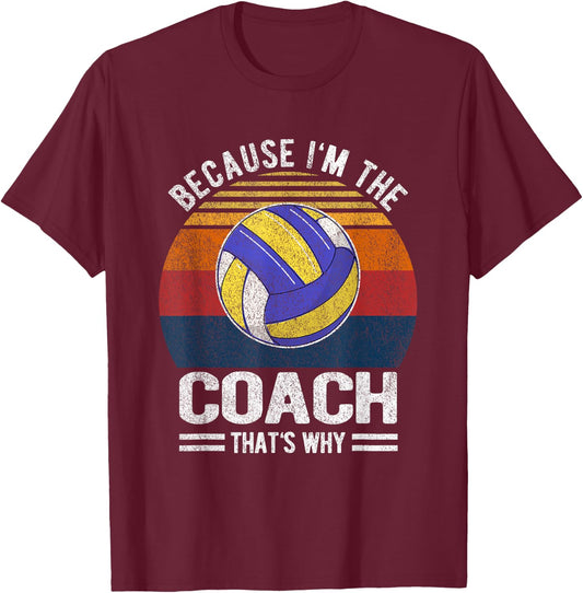Funny Volleyball Coach Volleyball Team Coaching Retro T-Shirt - T-Shirt | Maroon