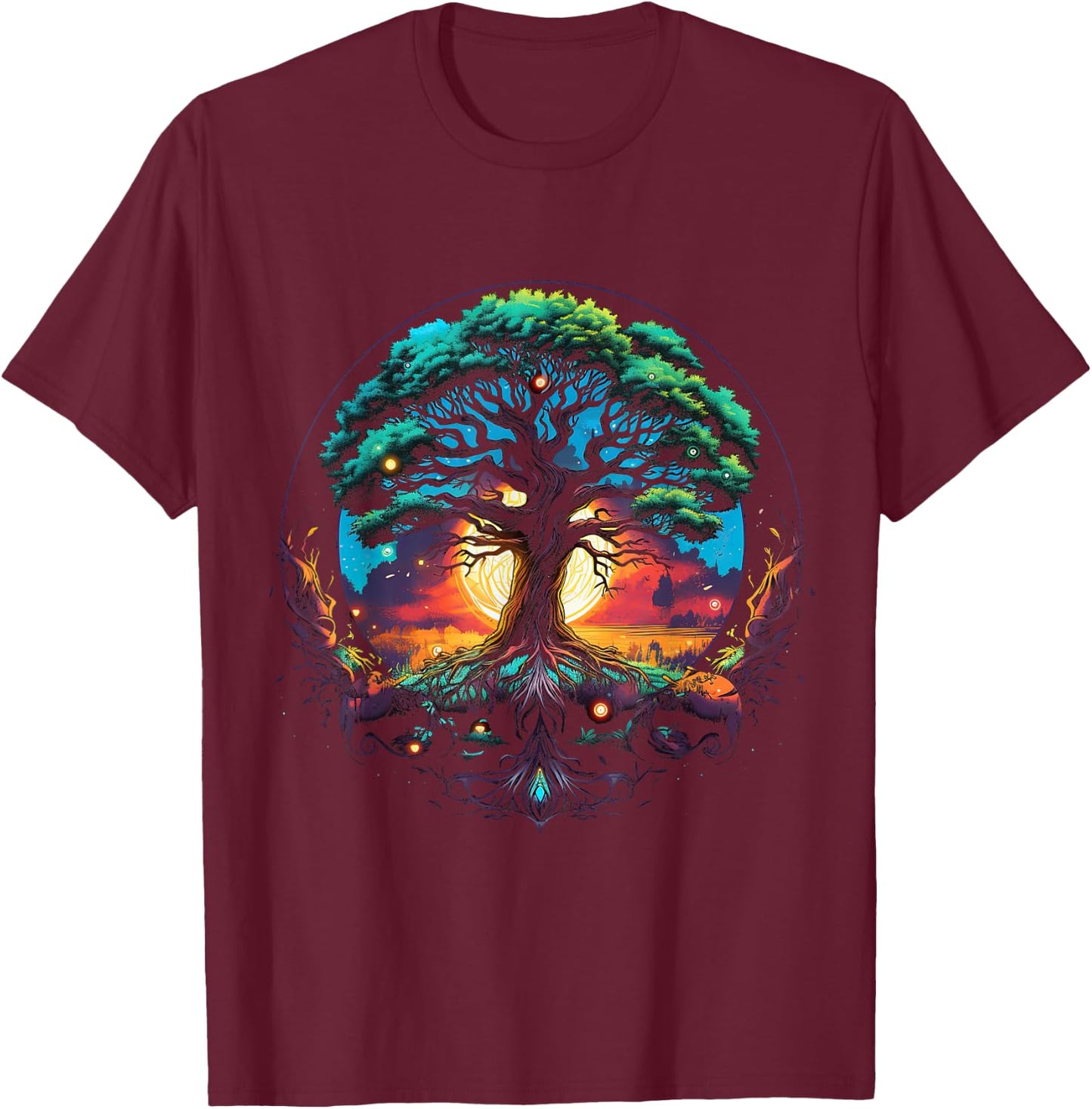Tree of Life Viking Midgard Thor Walhalla T-Shirt - T-Shirt | Maroon