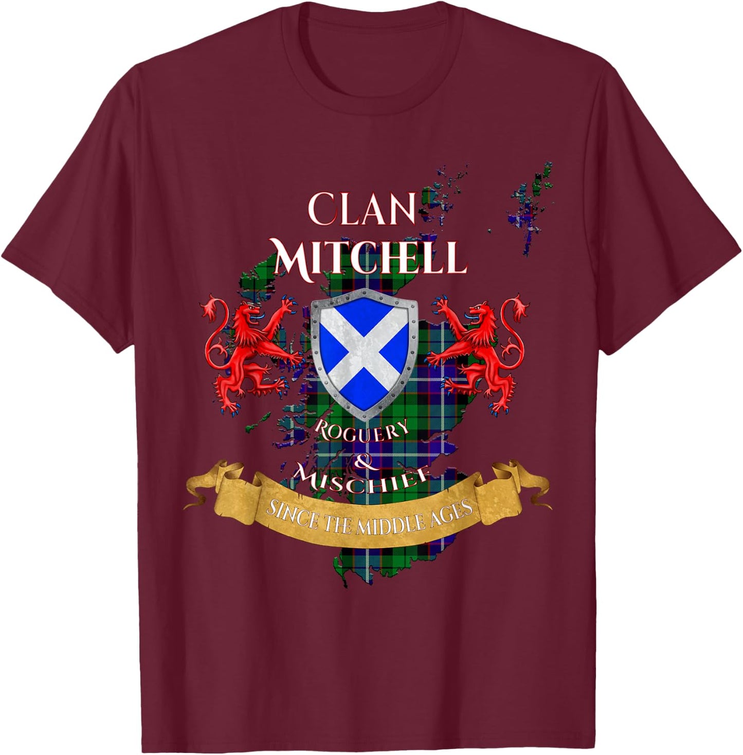 Mitchell Scottish Family Clan Middle Ages Mischief T-Shirt - T-Shirt | Maroon