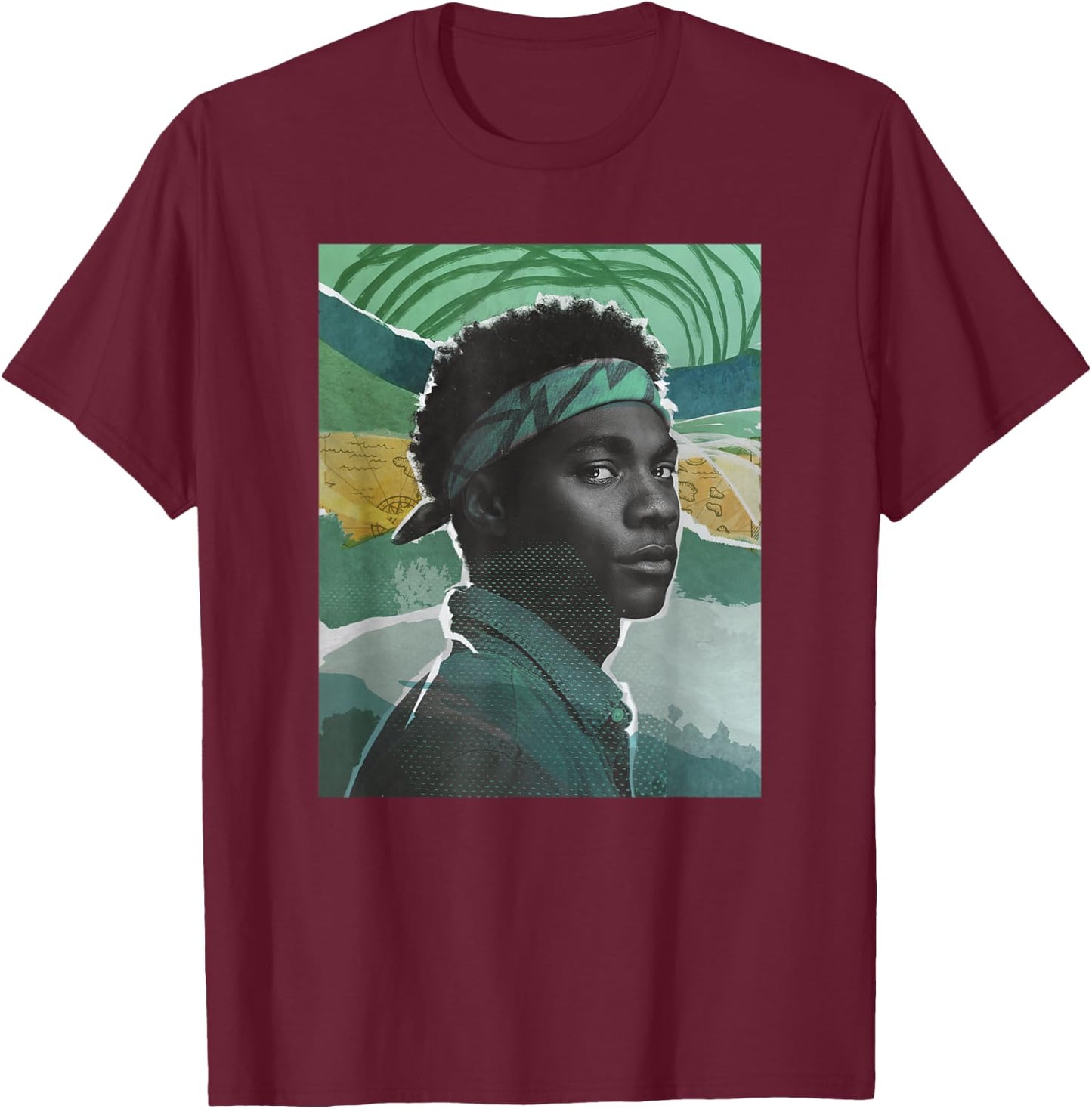 Outer Banks Season 3 Pope Heyward Mixed Collage Portrait T-Shirt - T-Shirt | Maroon
