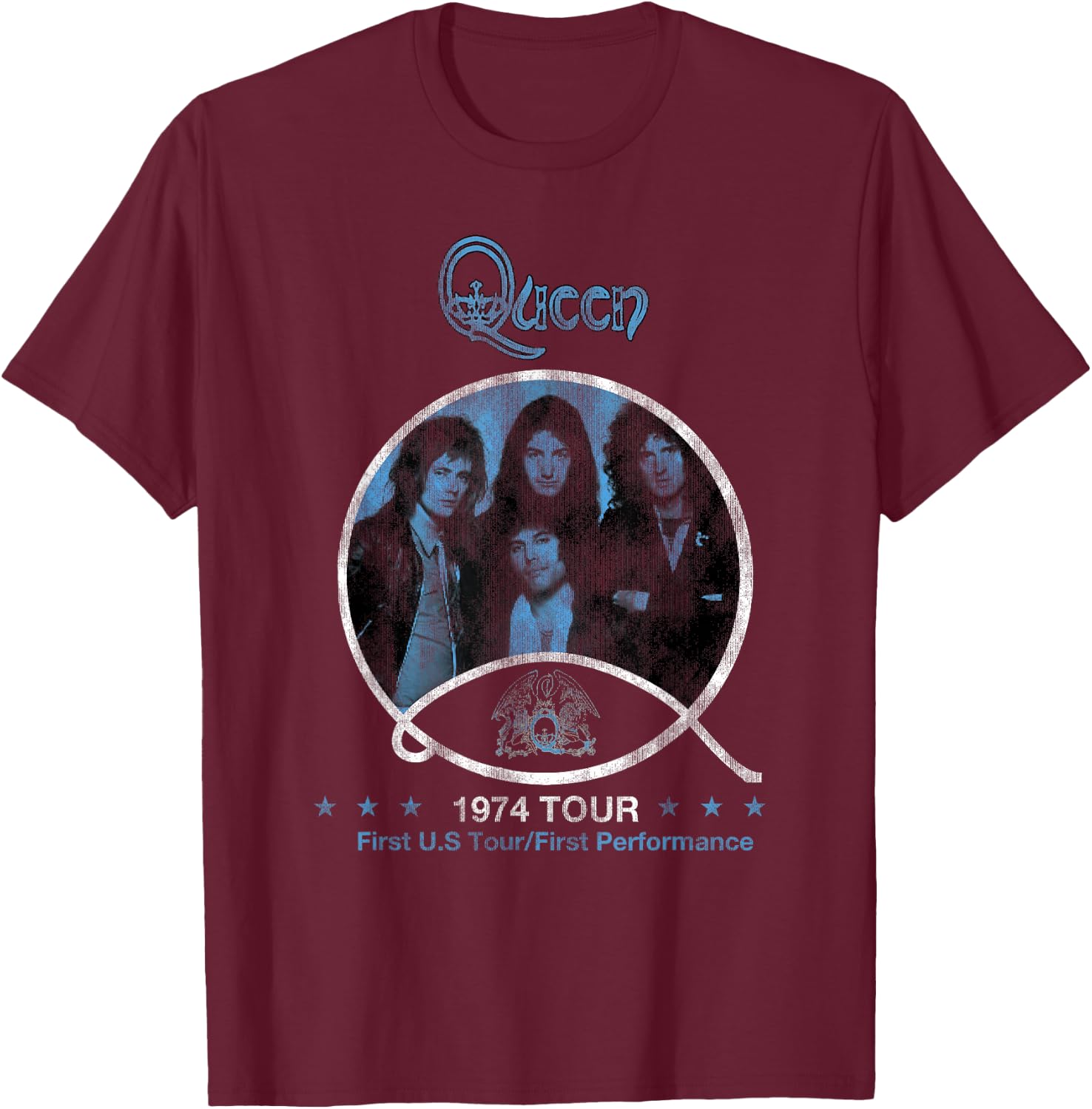 Official Queen 1974 T-Shirt - T-Shirt | Maroon