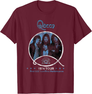 Official Queen 1974 T-Shirt - T-Shirt | Maroon