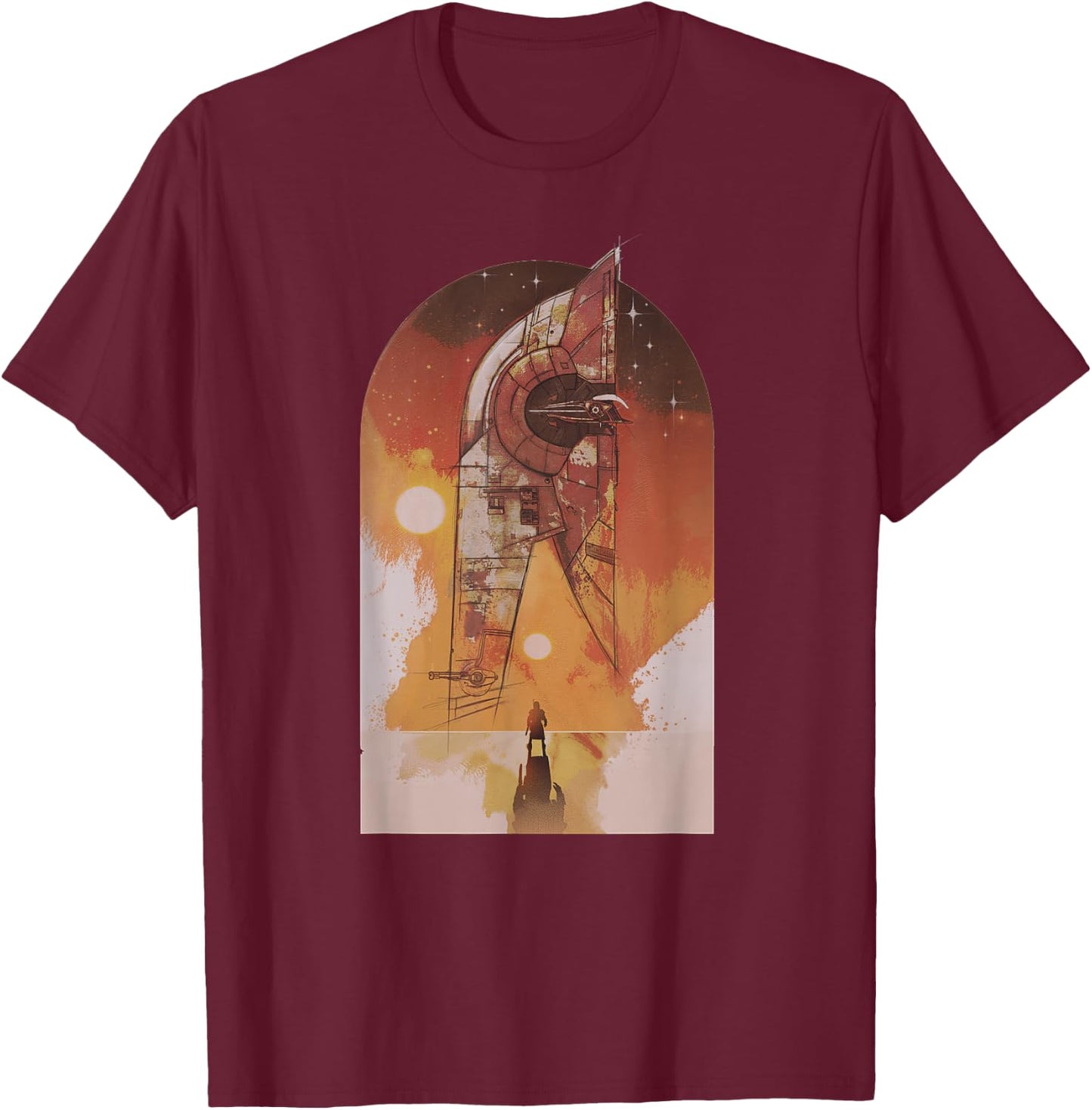 Star Wars The Book of Boba Fett Ship Tatooine T-Shirt - T-Shirt | Maroon