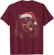 Rottweiler Dog Funny Christmas Santa Hat Tree Matching T-Shirt - T-Shirt | Maroon