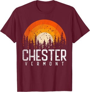 Chester Vermont VT Shirt Vintage 70s 80s 90s Retro City Gift T-Shirt - T-Shirt | Maroon