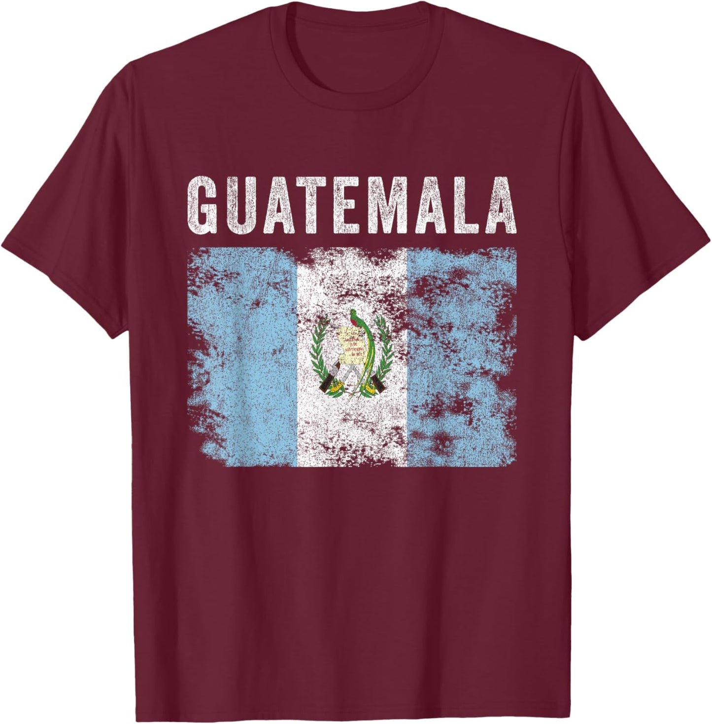Guatemala Flag Distressed - Men Women Kids - Guatemalan Flag T-Shirt - T-Shirt | Maroon