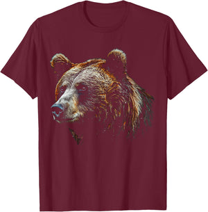 Bear Lover Artwork | Animal Motif Bear T-Shirt - T-Shirt | Maroon
