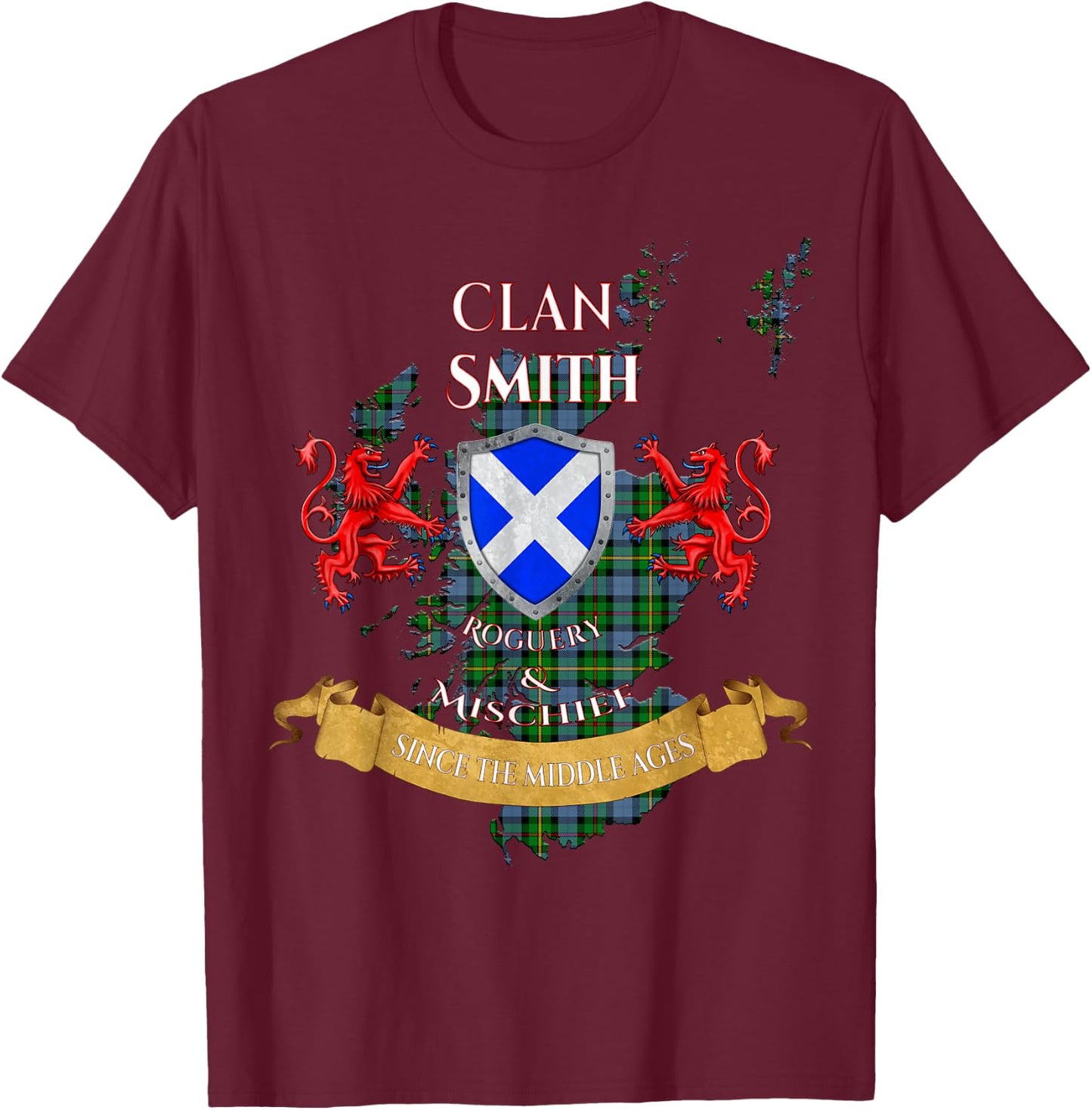 Smith Scottish Family Clan Middle Ages Mischief T-Shirt - T-Shirt | Maroon