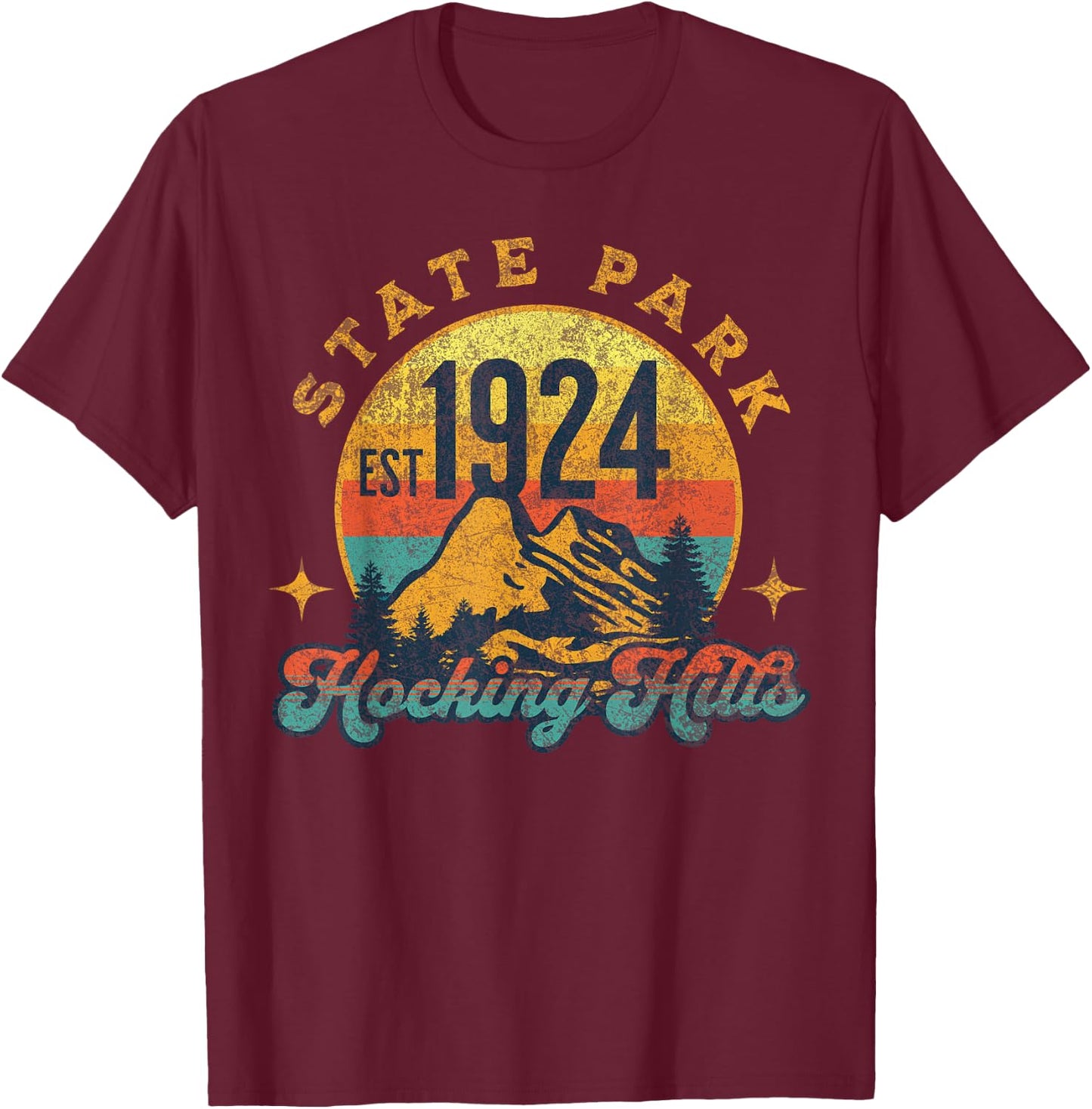 Hocking Hills Ohio Nature Mountains Hiking Outdoors Vintage T-Shirt - T-Shirt | Maroon