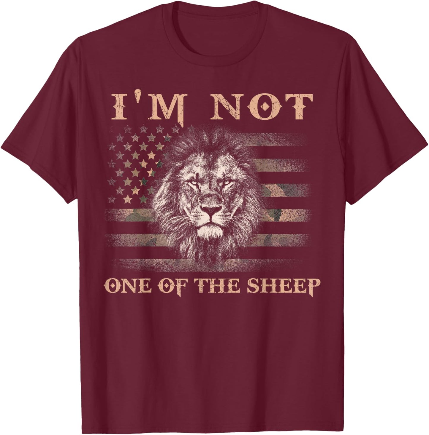 I'm Not One Of The Sheep Patriotic Lions American Flag T-Shirt - T-Shirt | Maroon