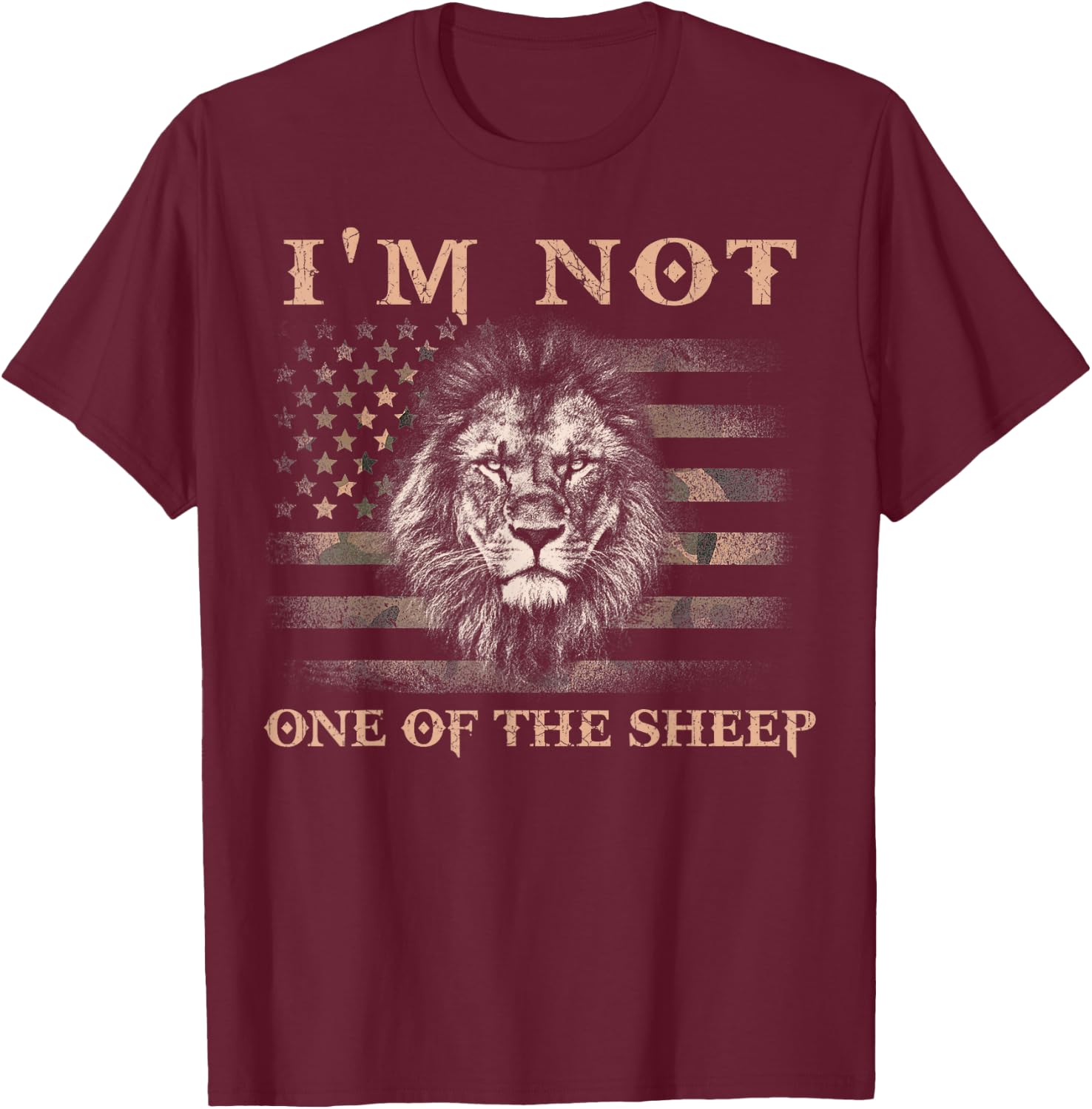 I'm Not One Of The Sheep Patriotic Lions American Flag T-Shirt - T-Shirt | Maroon