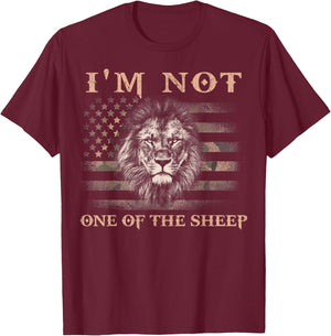 I'm Not One Of The Sheep Patriotic Lions American Flag T-Shirt - T-Shirt | Maroon