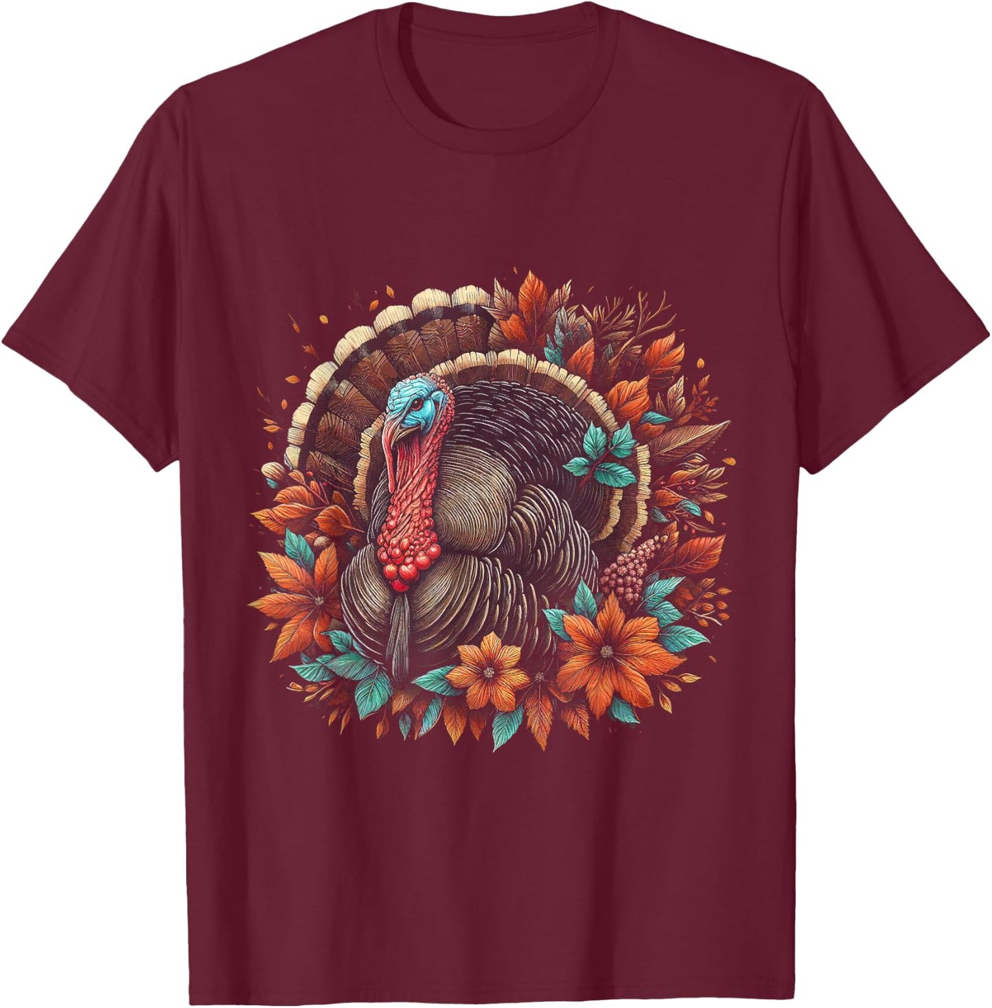Thanksgiving Turkey Family Fall Happy Thanksgiving Women T-Shirt - T-Shirt | Maroon