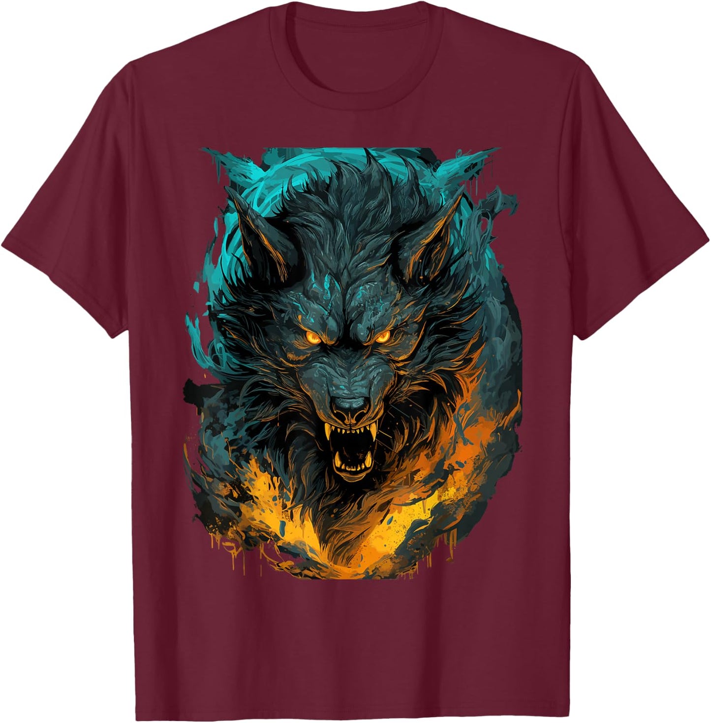 Fenrir Wolf - Norse Mythology - Ragnarok Viking T-Shirt - T-Shirt | Maroon