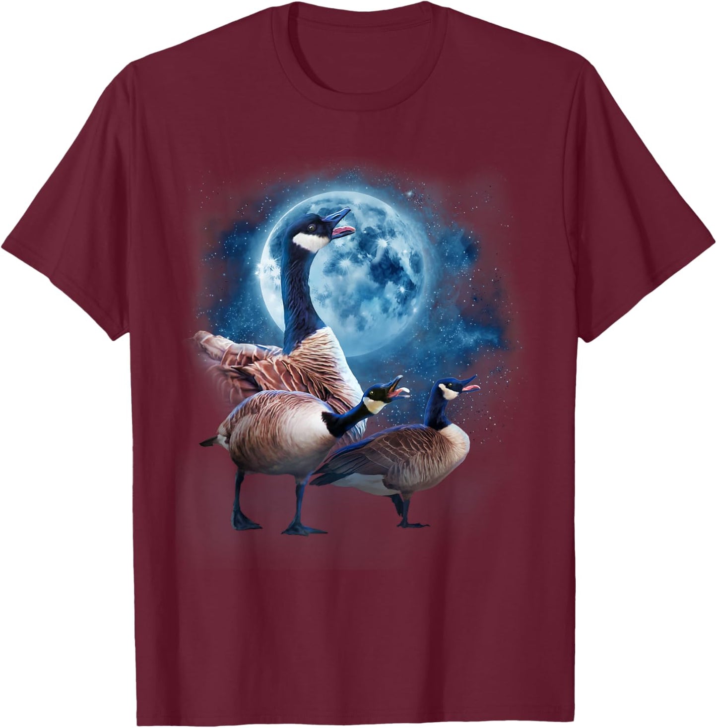 Canadian Goose Shirt - Howling at the Moon Silly Goose T-Shirt - T-Shirt | Maroon