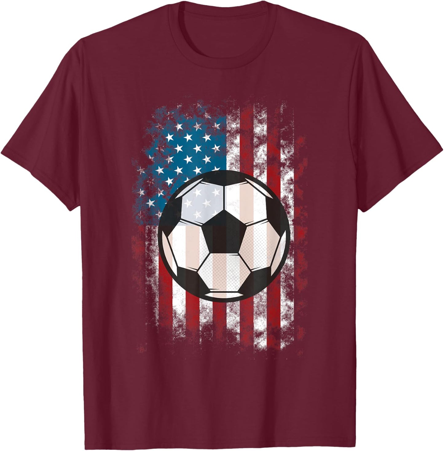 Soccer Ball American Flag USA for Soccer Lovers Women Kids Men T-Shirt - T-Shirt | Maroon