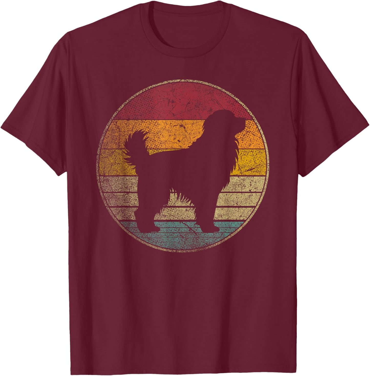 Newfoundland Dog Vintage Silhouette 70s 80s Retro Distressed Men Women Kids T-Shirt - T-Shirt | Maroon