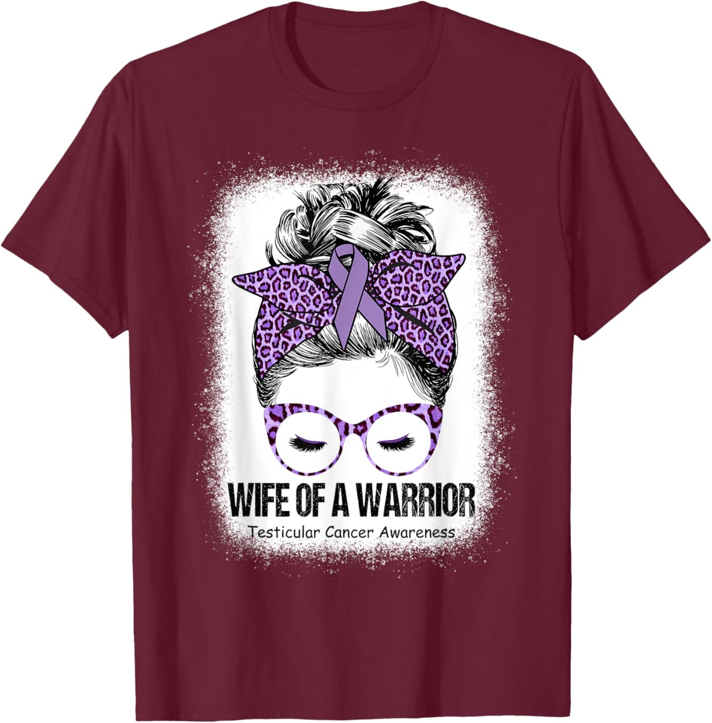 Wife of a Warrior Purple Ribbon Testicular Cancer Awareness T-Shirt - T-Shirt | Maroon