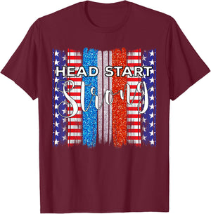 Red, White and Blue Head Start Strong Teacher Staff Design Women Kids T-Shirt - T-Shirt | Maroon