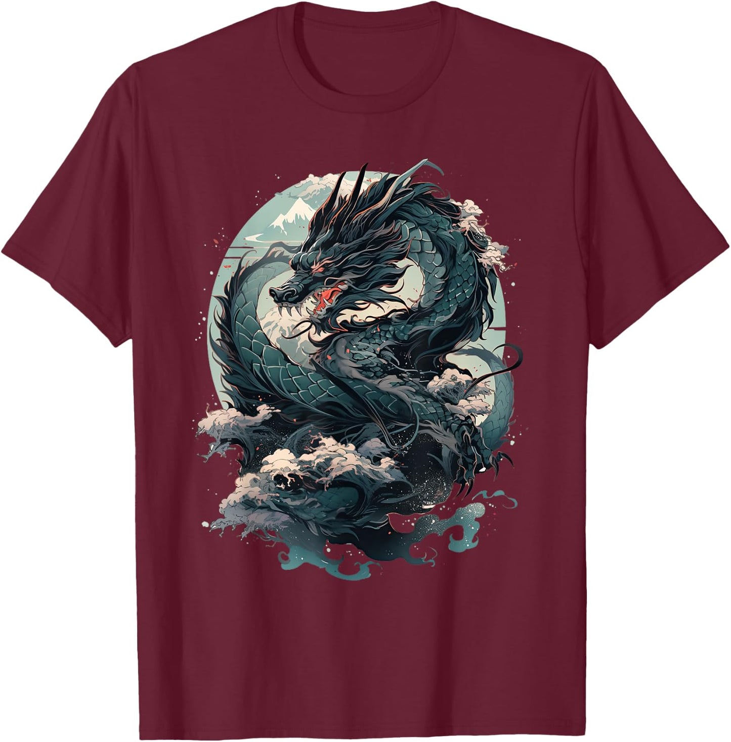 Japanese Aesthetic Dragon japanese art Japan Tattoo T-Shirt - T-Shirt | Maroon