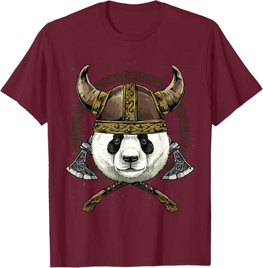 Viking Giant Panda Bear Renaissance Norse Pagan Valhalla T-Shirt - T-Shirt | Maroon