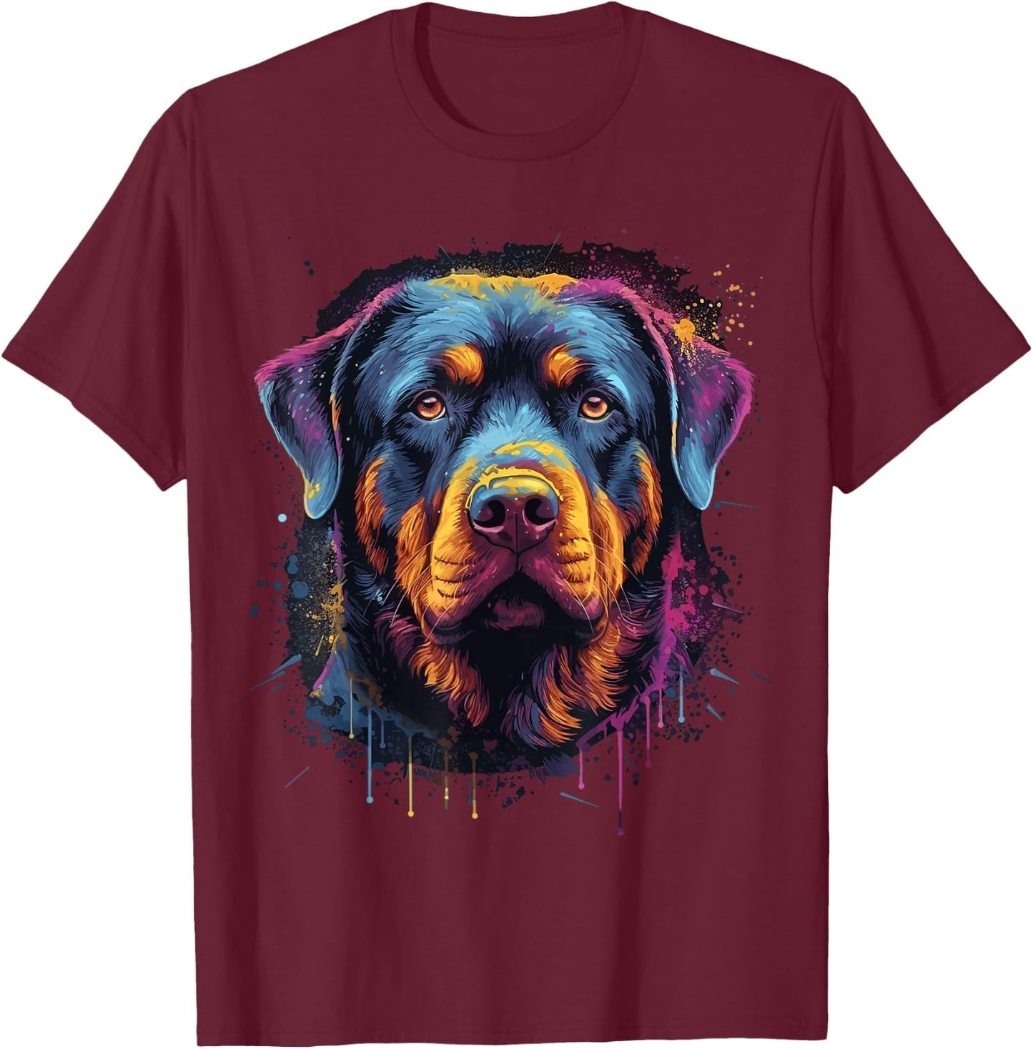 Cute Rottweiler Dog Lover Colorful Men Women Boys Girls T-Shirt - T-Shirt | Maroon