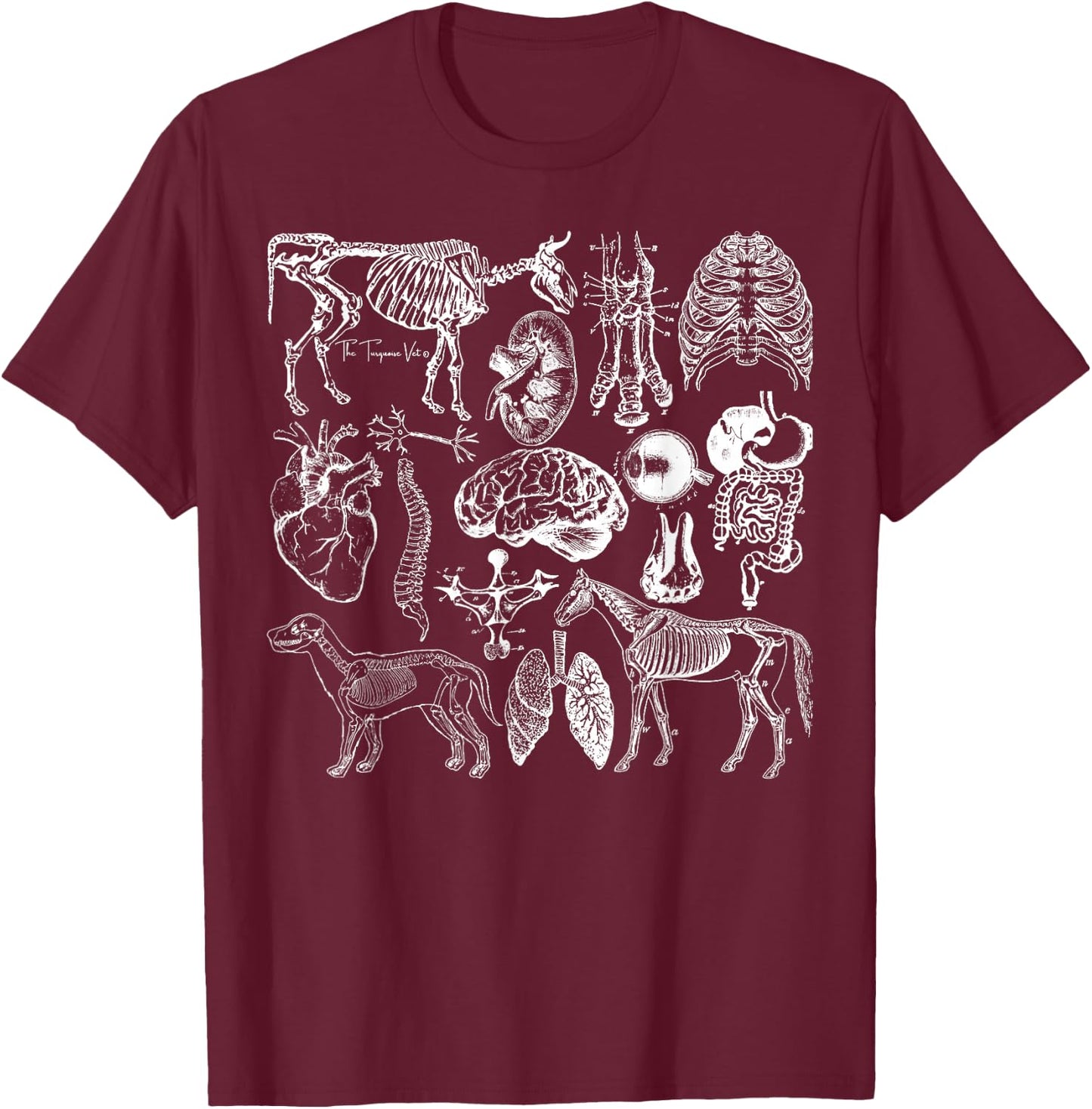 Veterinary Anatomy Animal Design T-Shirt - T-Shirt | Maroon