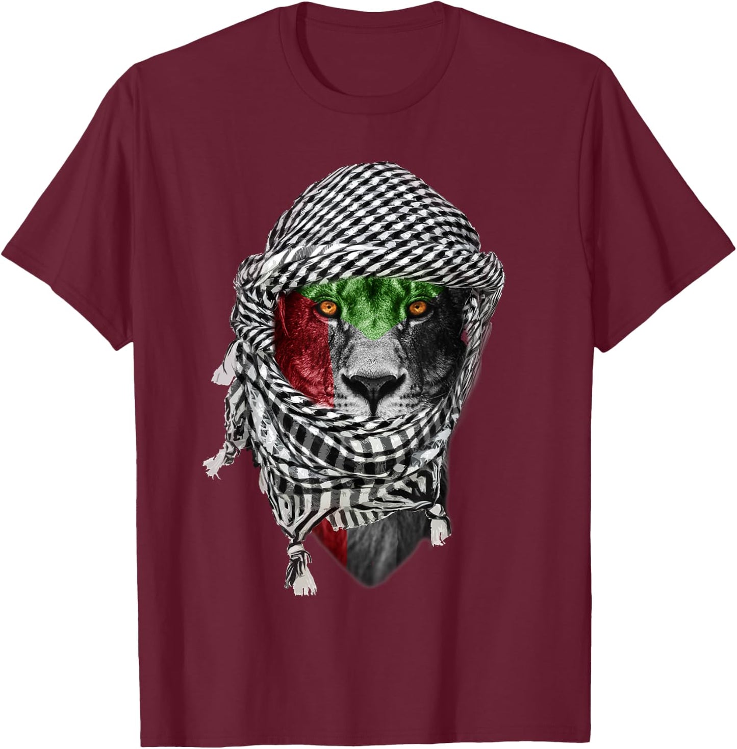 Free Palestine, Palestinian Lion T-Shirt - T-Shirt | Maroon