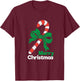 Merry Christmas Candy Canes T-Shirt - T-Shirt | Maroon