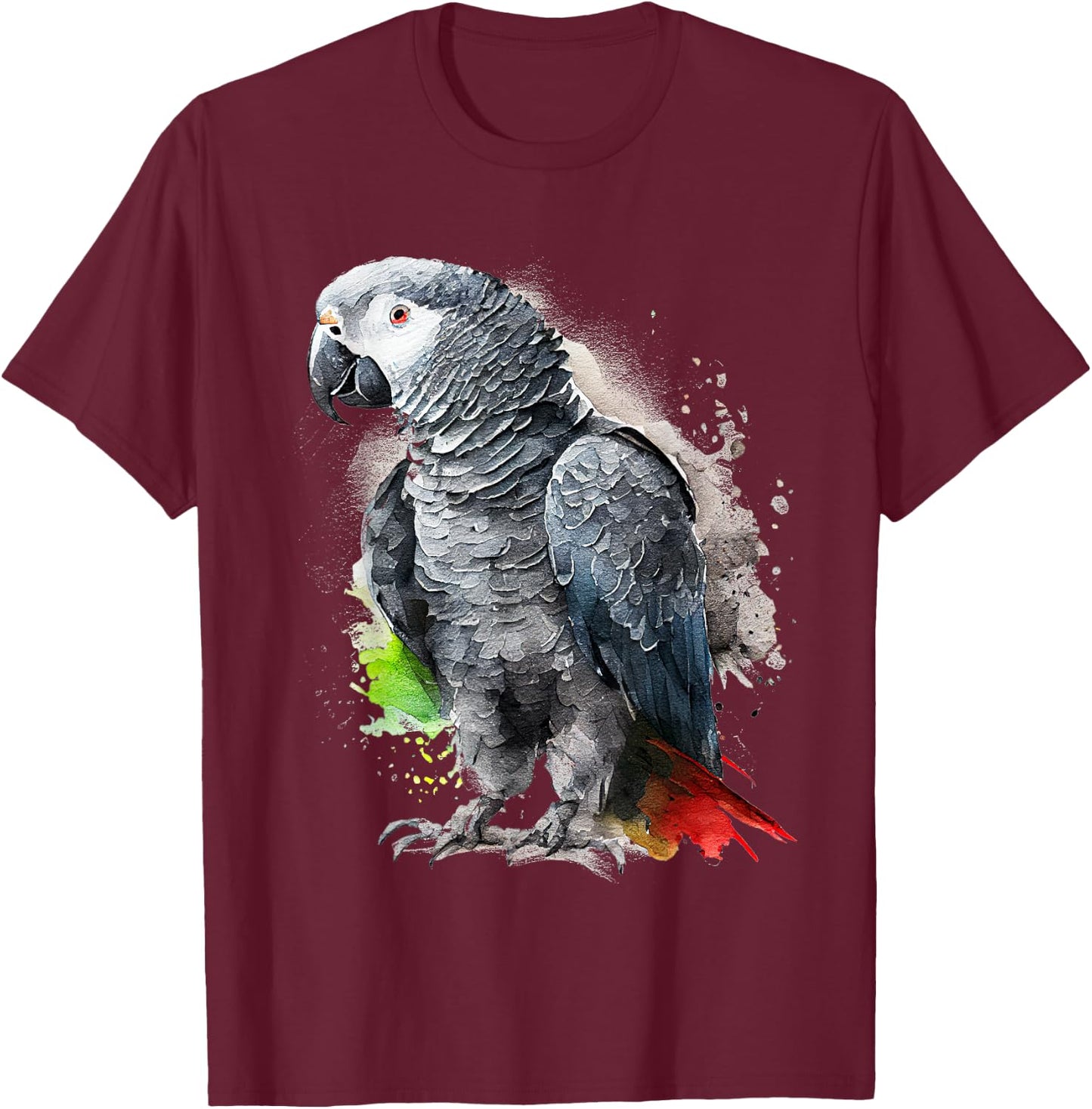 Beautiful African Grey Parrot T-Shirt - T-Shirt | Maroon