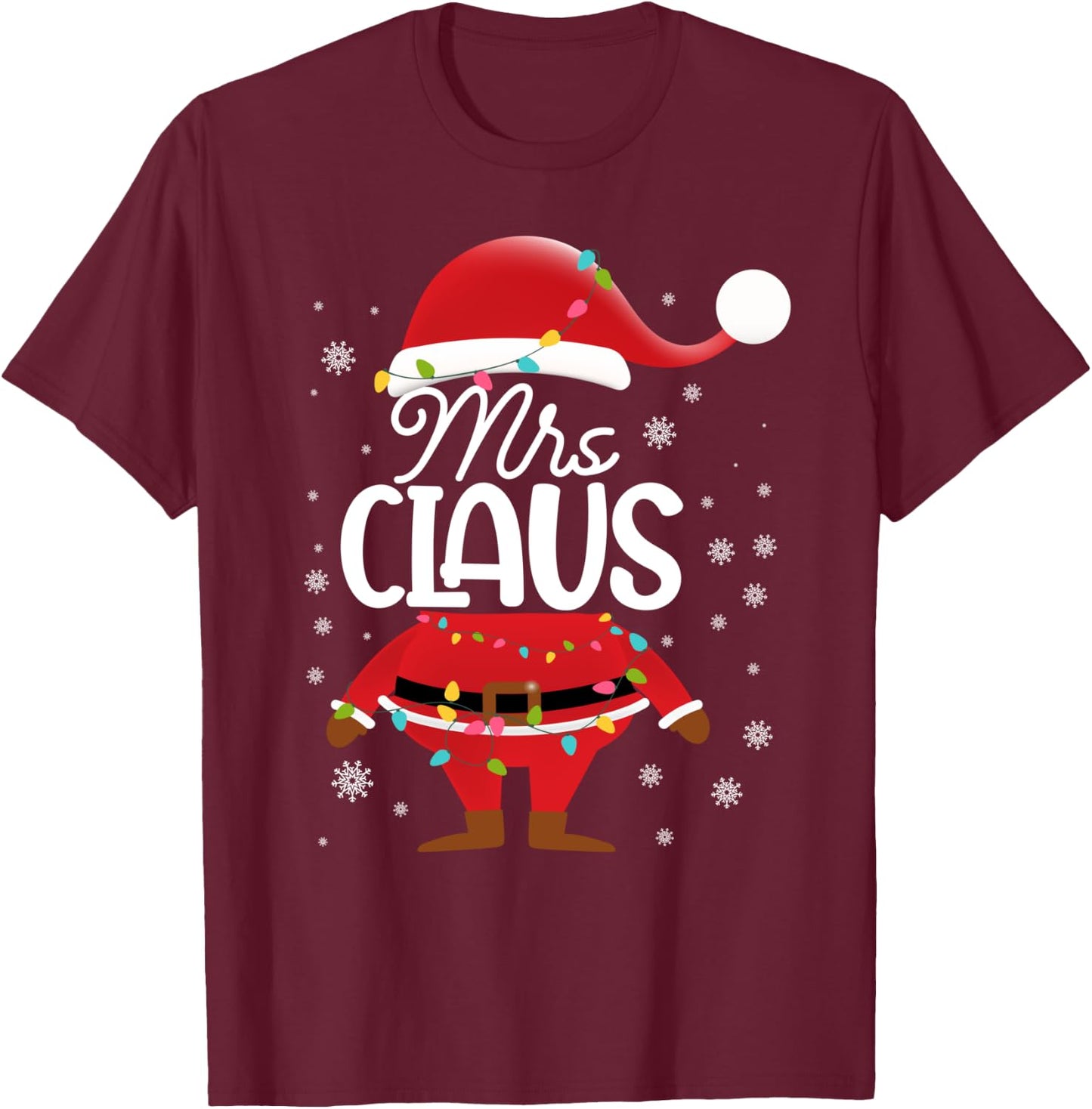 Family Santa Mrs Claus Matching Christmas Women Mom Wife T-Shirt - T-Shirt | Maroon