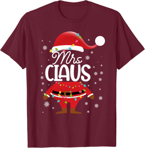 Family Santa Mrs Claus Matching Christmas Women Mom Wife T-Shirt - T-Shirt | Maroon