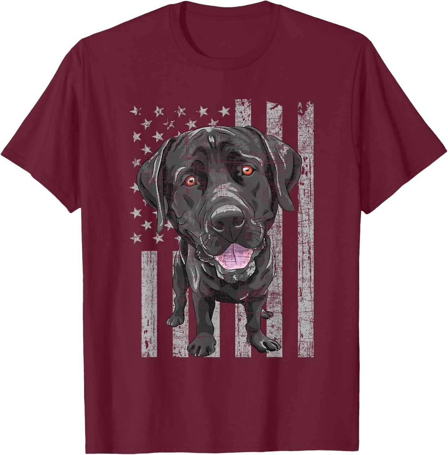 Patriotic Black Labrador - USA American Flag Dog Lover T-Shirt - T-Shirt | Maroon