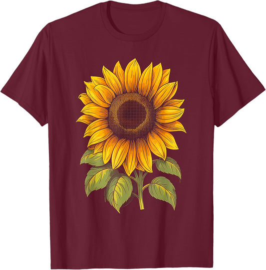 Sunflower Summer Cottagecore Aesthetic Girls Women Graphic T-Shirt - T-Shirt | Maroon