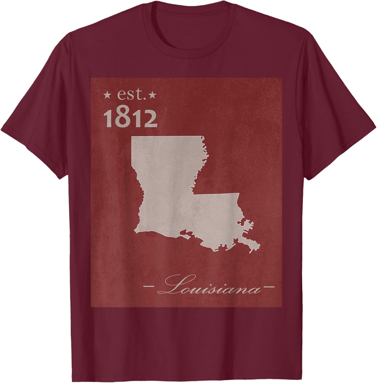 Louisiana LA Map Grunge Vintage State Graphic Women Men T-Shirt - T-Shirt | Maroon