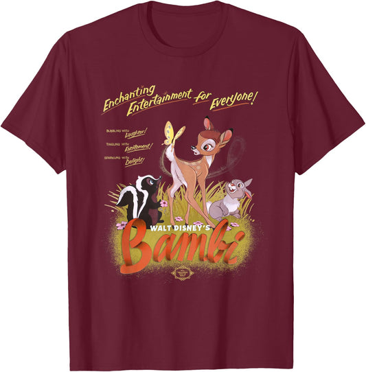 Disney Bambi Vintage Movie Art Classic T-Shirt - T-Shirt | Maroon