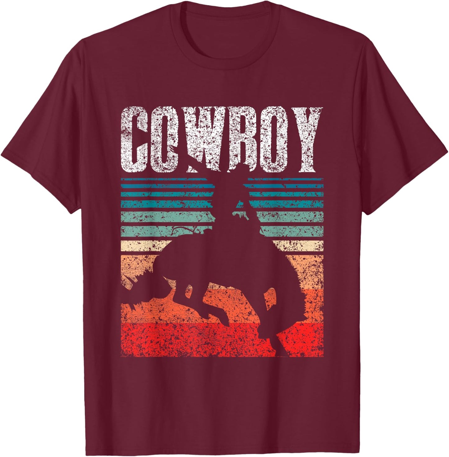 Love Design Cowboys Lover Cowboy - & -Youth Boys Black Polyester 65% Cotton 35% Short Sleeve Regular Fit - Cowboy - Small - Christmas, Birthday T-Shirt - T-Shirt | Maroon
