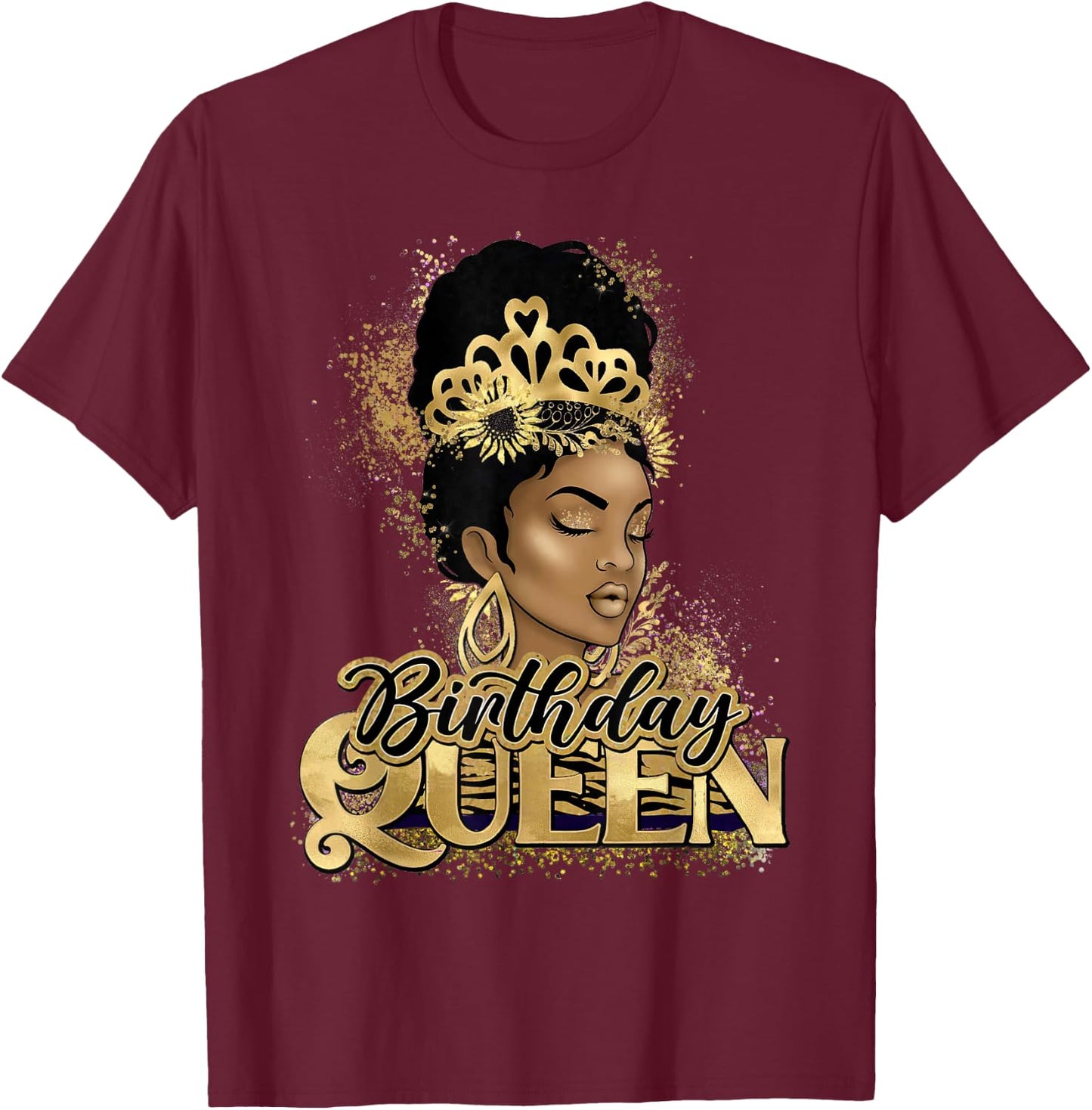 Birthday Queen African American Black Woman T-Shirt - T-Shirt | Maroon
