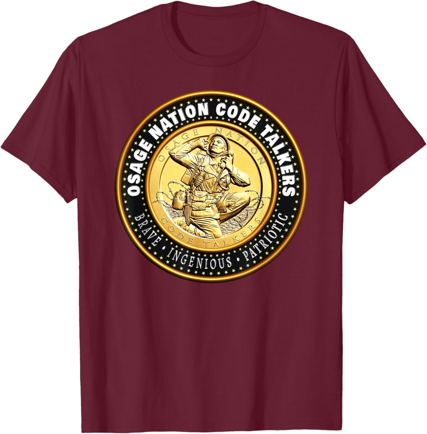 Commemorative Osage Nation Code Talkers for Heritage T-Shirt - T-Shirt | Maroon