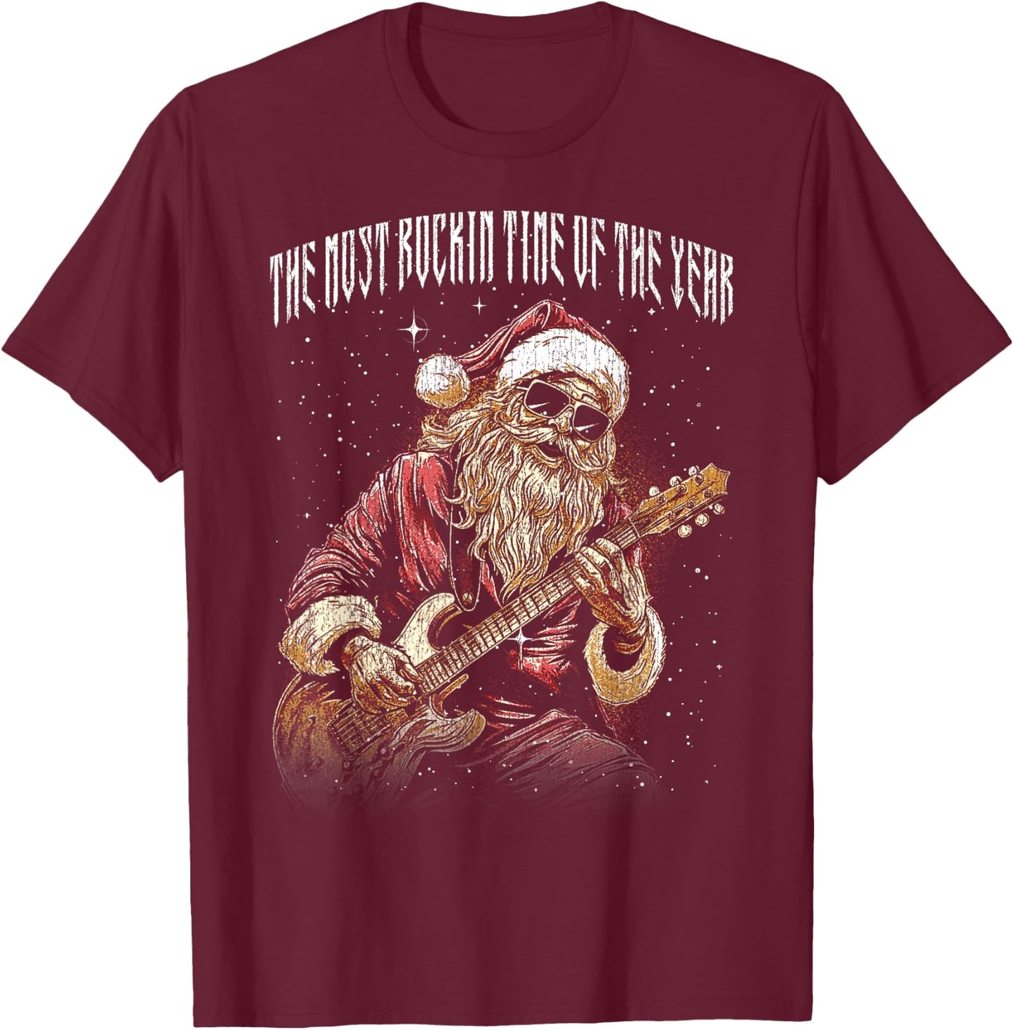 The most rockin time of the year cool Christmas Rock N Roll T-Shirt - T-Shirt | Maroon