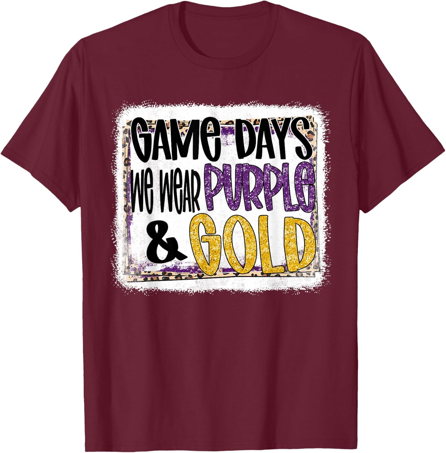 On Gameday Football We Wear Purple And Gold School Spirit T-Shirt - T-Shirt | Maroon