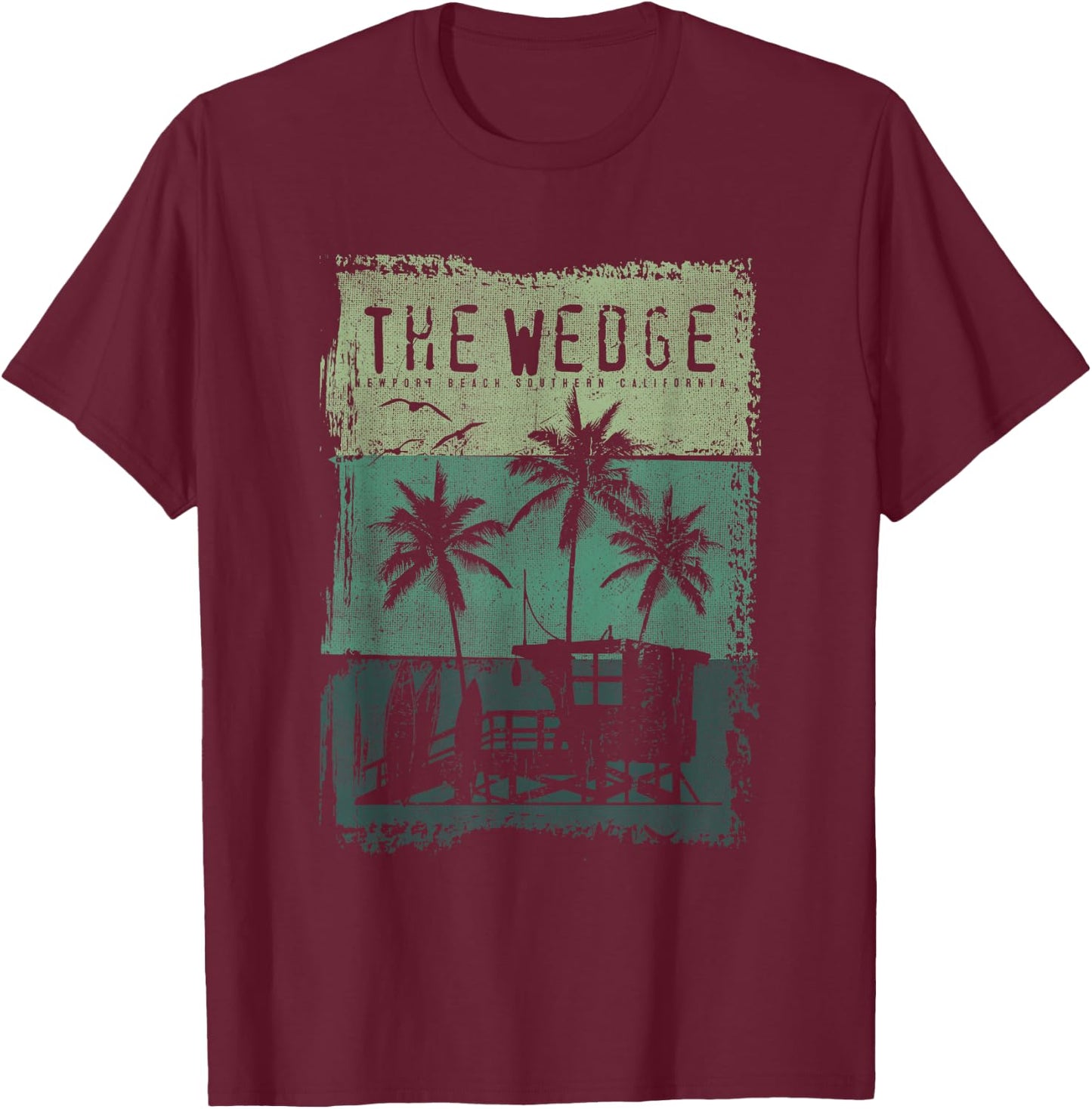 The Wedge Newport Beach California Best Surf Spot T-Shirt - T-Shirt | Maroon