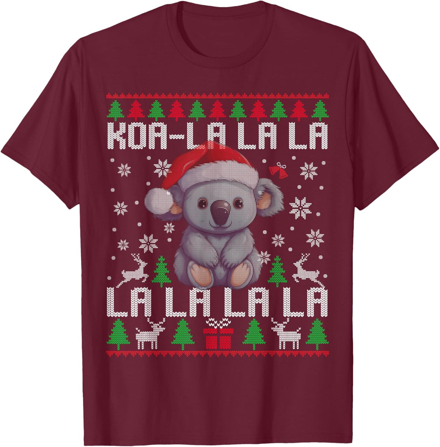Koa-la la la Cute Koala Ugly Christmas Australian Men Kids T-Shirt - T-Shirt | Maroon