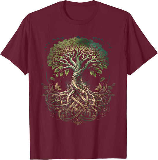 Tree of Life Viking Midgard Thor Walhalla T-Shirt - T-Shirt | Maroon