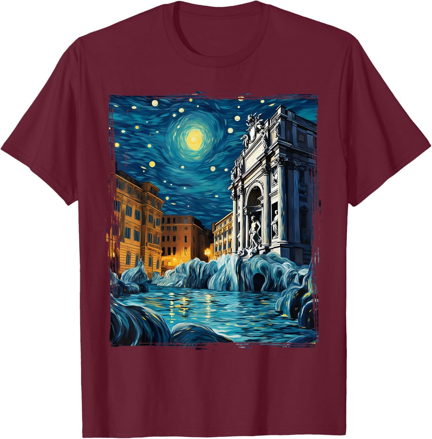 Cool Vintage Rome Italy Souvenir Rome Italy Trevi Fountain T-Shirt - T-Shirt | Maroon